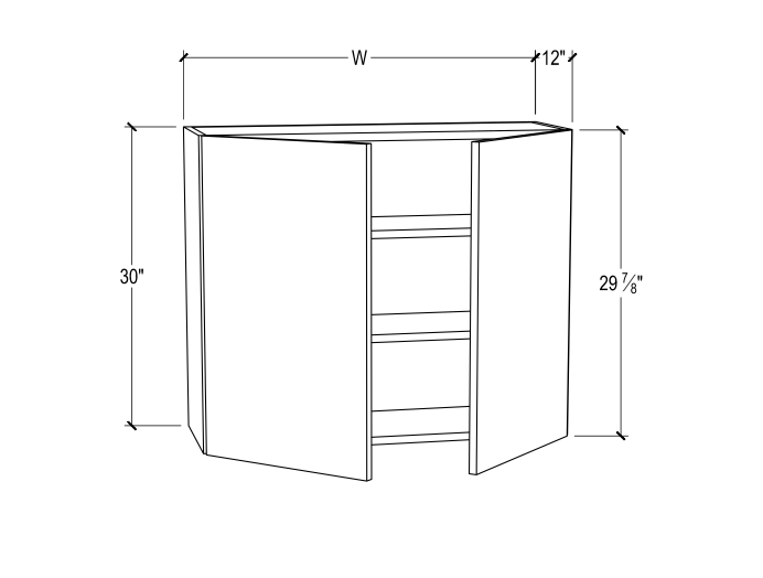 30” Height Wall Cabinet – 2 Doors / 2 Shelves