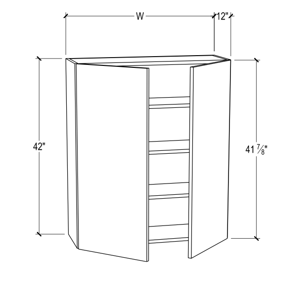 42” Height Wall Cabinet – 2 Doors / 3 Shelves