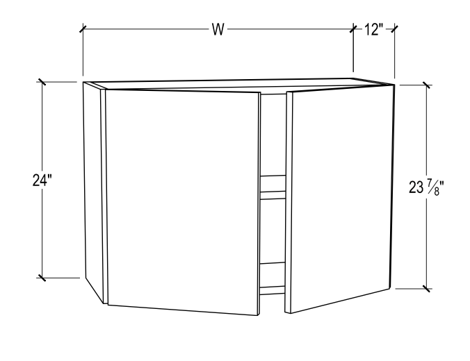 24” Height Wall Cabinet – 2 Doors – One Shelf