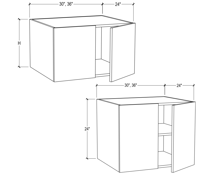 24” Deep Wall Cabinet – 2 Doors – No Shelf