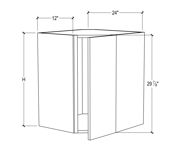 24” Wide Wall Diagonal Cabinet – 1 Door – No Shelf